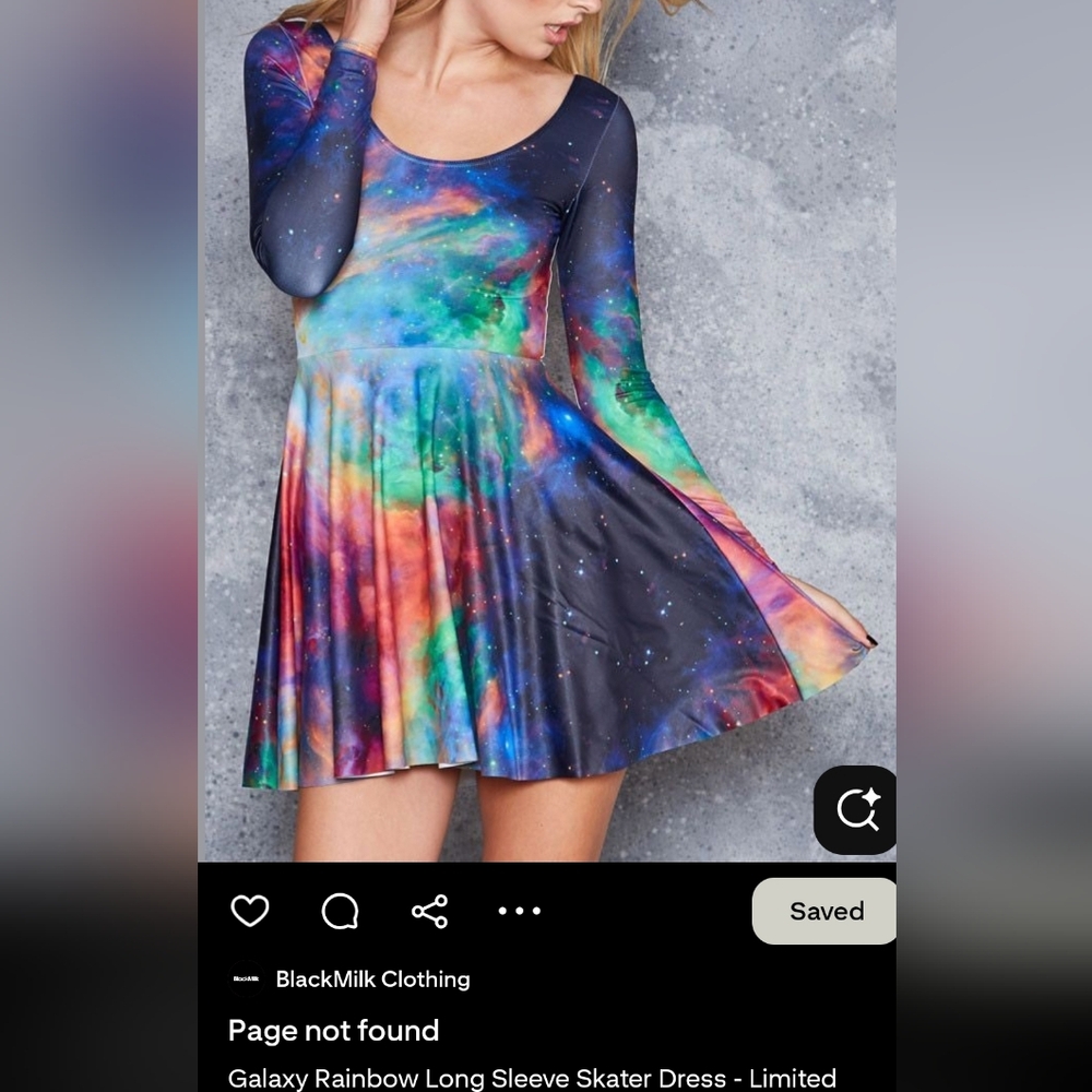 Blackmilk Raindow Galaxy Long Sleeve Skater Dress